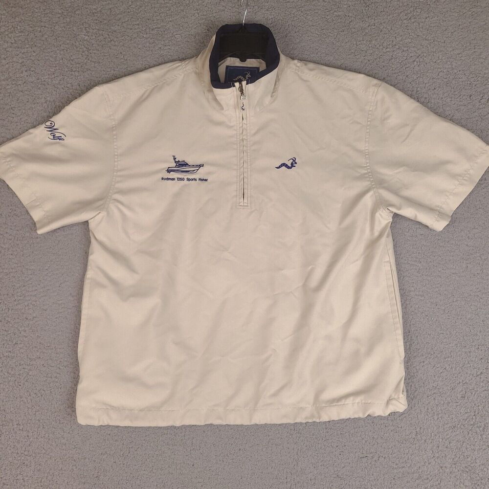Woodworm Windbreaker Jacket Mens‎ Small Beige 1/4 Zip Pullover Golf Fishing Boat